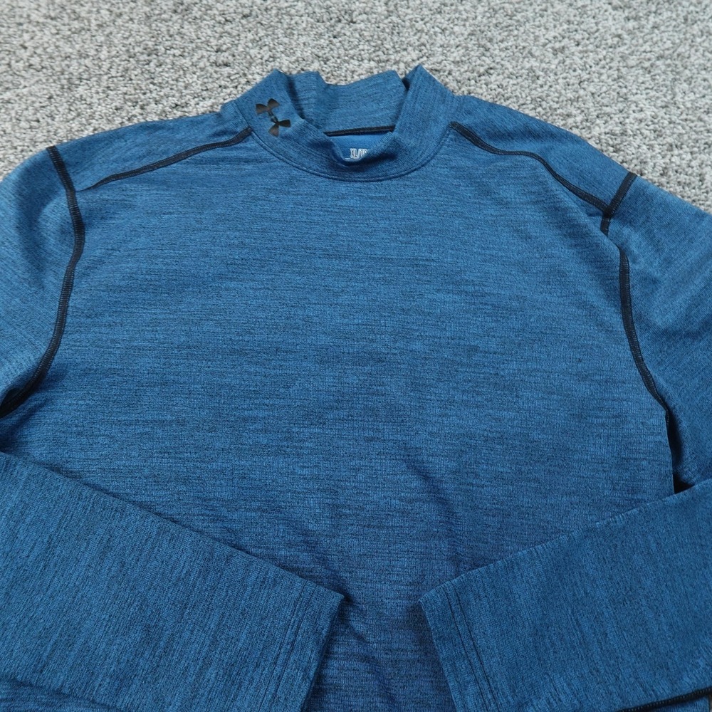 Under Armour Shirt Mens‎ XL Blue ColdGear Compression Mock Neck Long Sleeve Gym